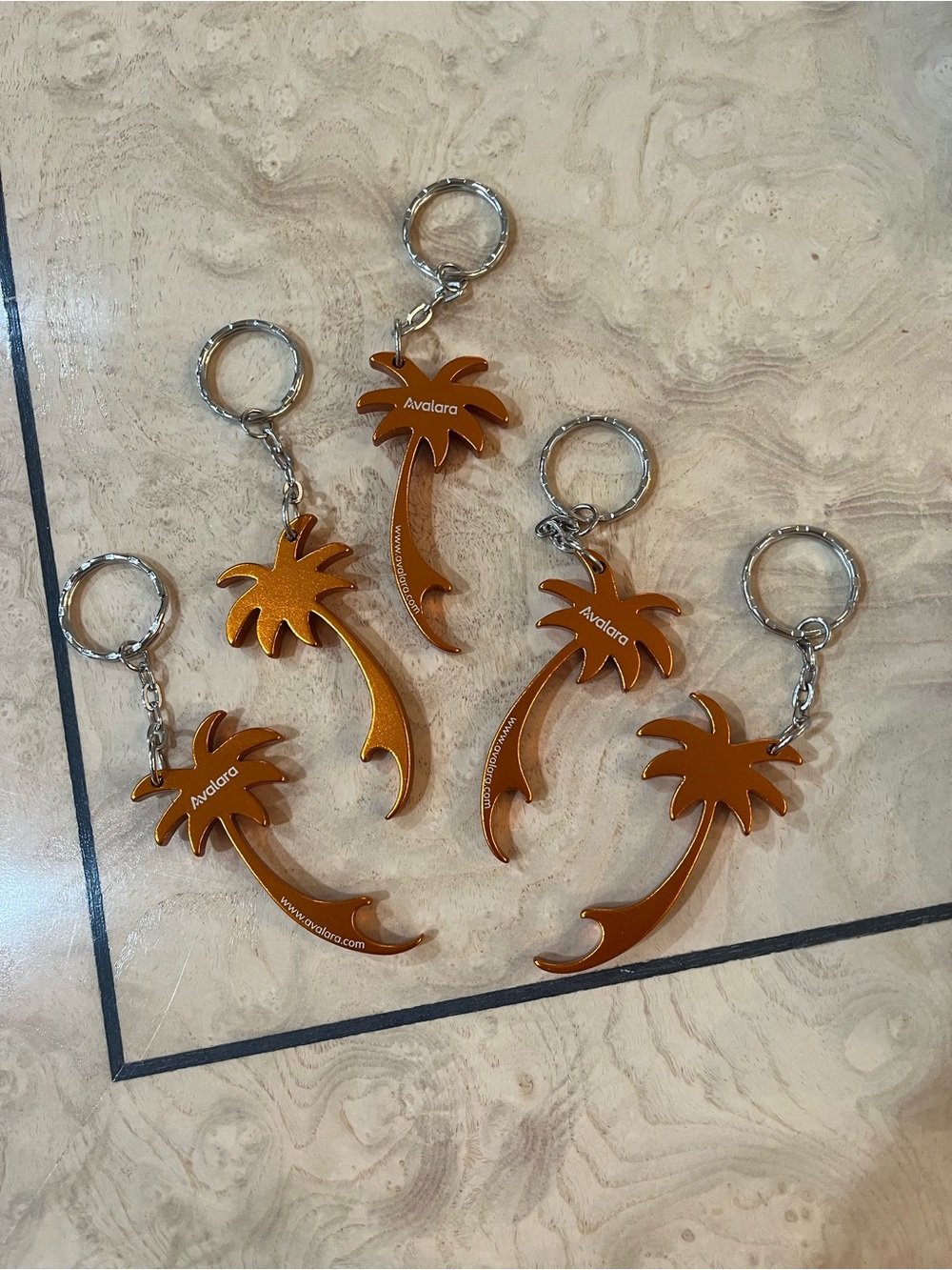 Bundle of 5 - Palm Tree Bottle Opener Keychain - Metallic Orange